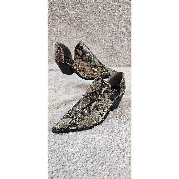 NEW CHARLES DAVID Womens Black Snakeskin Cutouts Parson Booties Pointed Toe Sz 7 - Picture 2 of 6